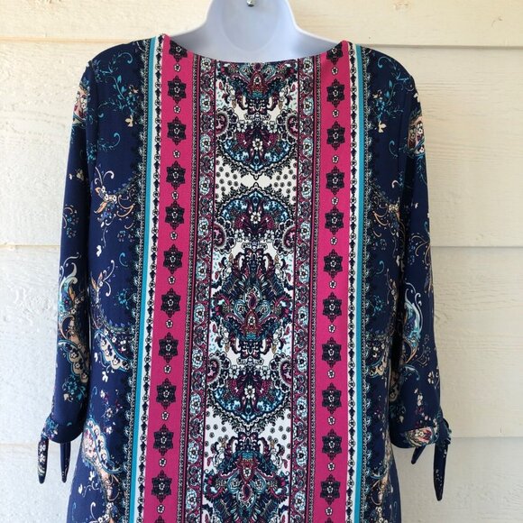 Petite Medium Chico’s Medallion Tie Sleeve Fully Lined Dress Size 8 - Picture 4 of 16